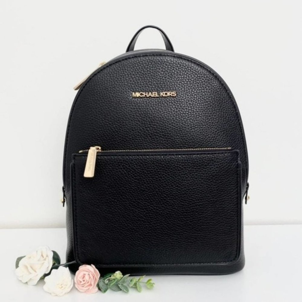 New Michael Kors Adina Backpack Medium black leather bag new - Picture 2 of 8